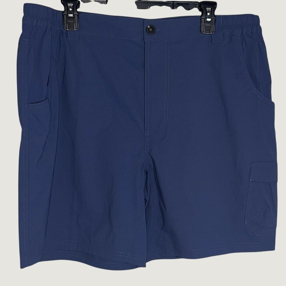 Reel Legends Mens XL Navy Performance Fishing Cargo Shorts Stretch Nylon